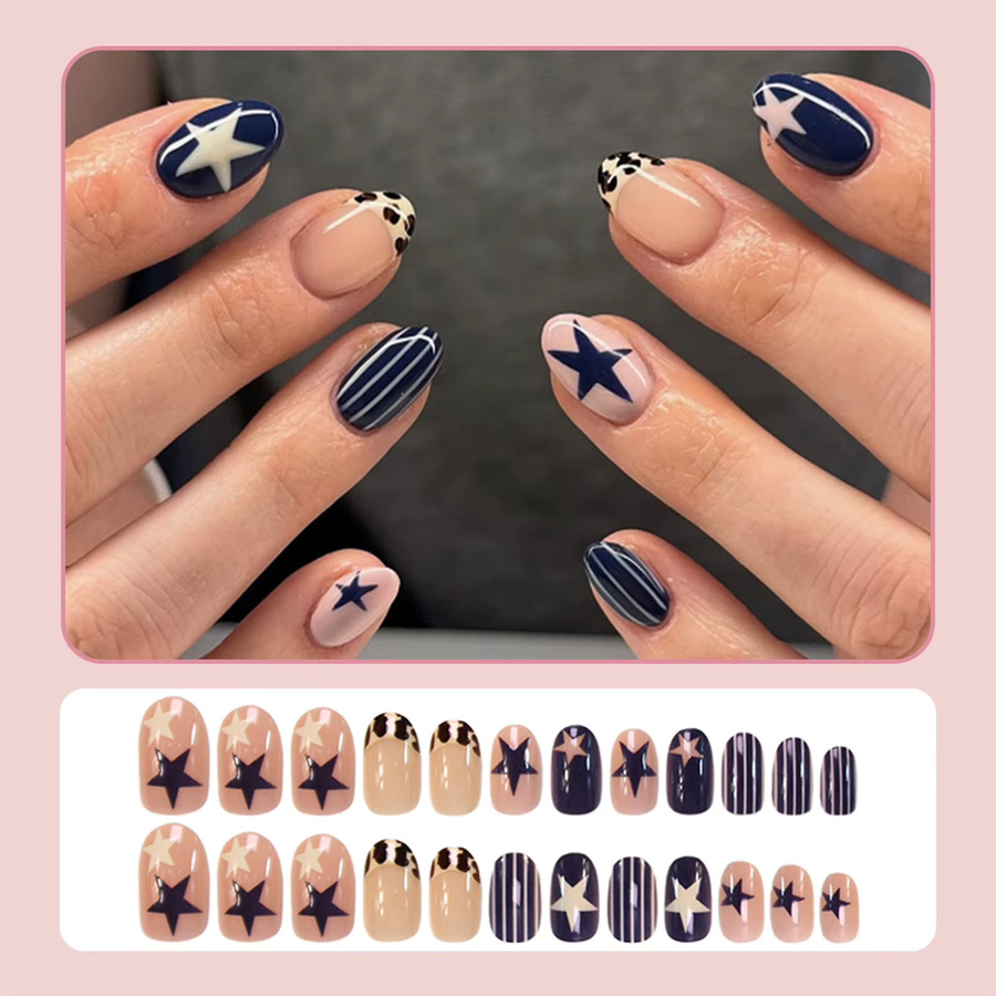 ACRDDK Künstliche Nägel, blau, glänzend, 24 Stück, Damen - Bild 2
