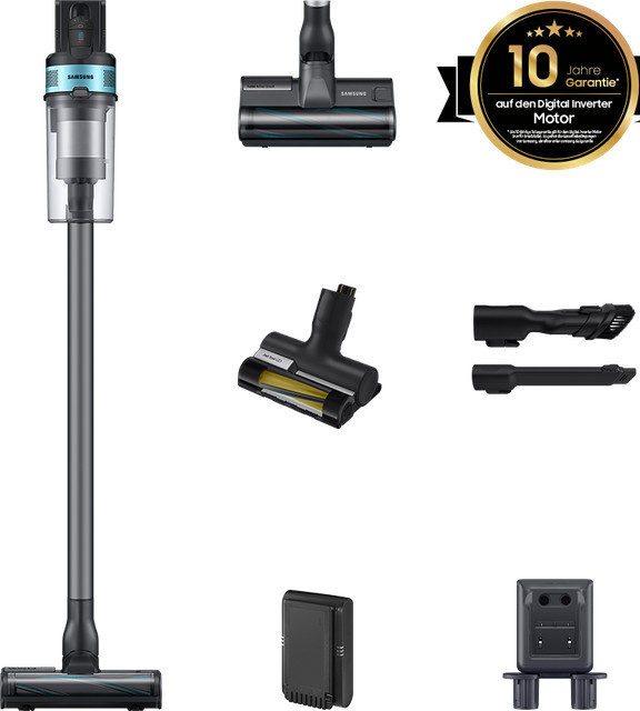 Samsung Jet 75E PetPRO Akku Staubsauger mit 2-in-1 Ladestation, 550 W Motorleistung, Beutellos, Farbe: Mint/Grau - Bild 1