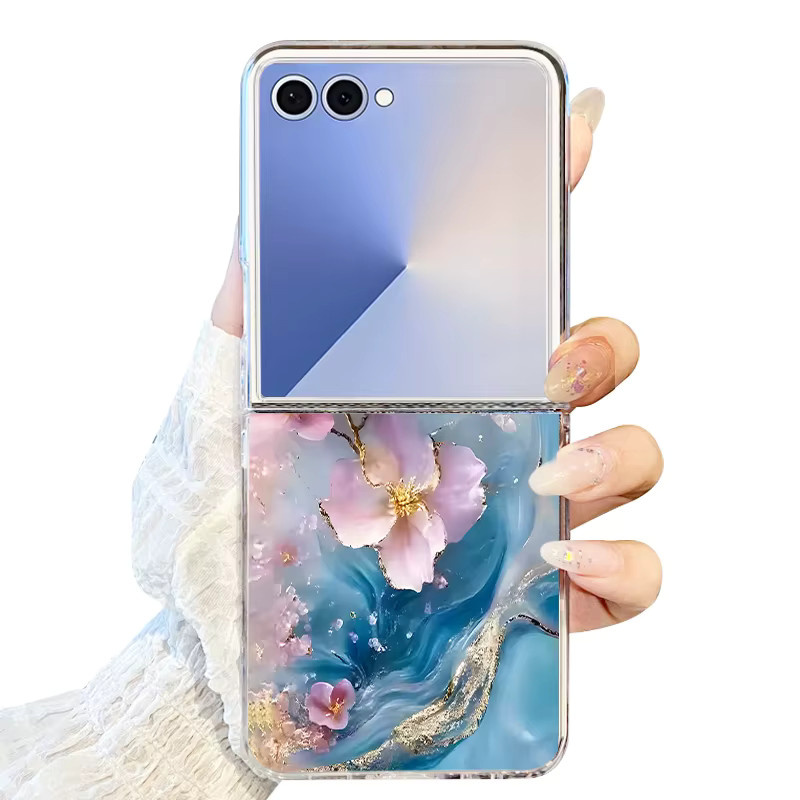 MOESOE Handyhülle mit Marmor-Blumenmuster für Samsung Galaxy Z Flip 7 FE 6 5 4 3, transparente Schutzhülle in Multicolour - Bild 5