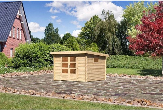 Karibu Holz-Gartenhaus Jeebel 3 in Natur mit Pultdach und moderner Blockbohlenbauweise B/T: 282 x 282 cm - Bild 1