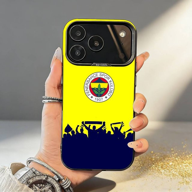 Fenerbahce T-Truthahn Handyhülle aus mattem Silikon für iPhone 17, 16, 15, 14, 13, 12, 11 Pro und Max in Grau und Schwarz - Bild 1