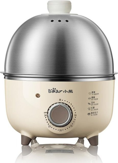 Seine Valley Elektrischer Eierkocher und Multikocher mit Timer, 360W Dampfgarer für Eier und Eierpudding, Beige - Bild 1