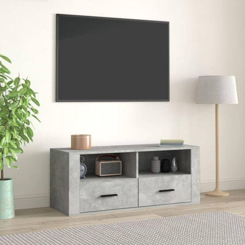 Vidaxl TV-Schrank in Grau aus Holzwerkstoff, Modernes Design, B/T/H: 100 x 35 x 40 cm - Bild 1