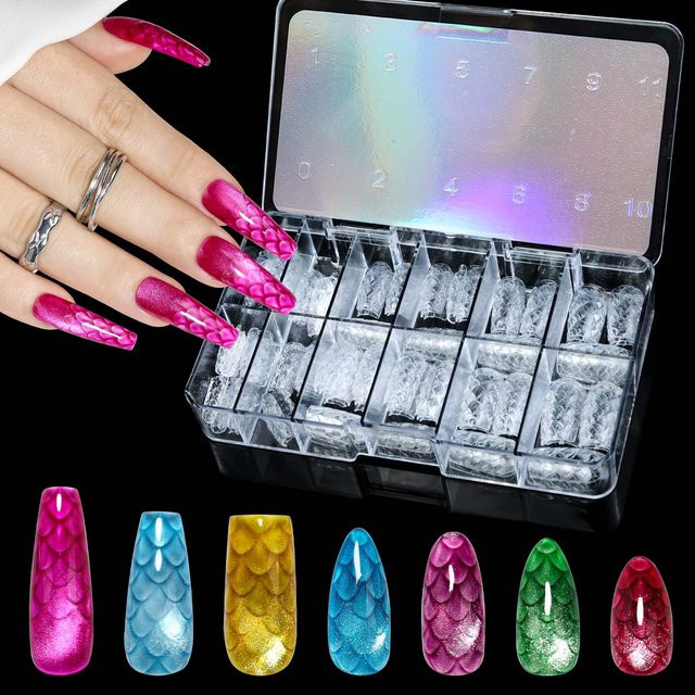 Misscheering 3D Fischschuppen Gel Falsche Nägel, 03, Unisex - Bild 1