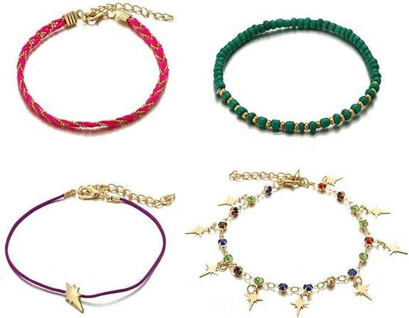 Allbestart Fußkettchen-Set, Gold, Perlen, Mädchen, Unisex - Bild 1