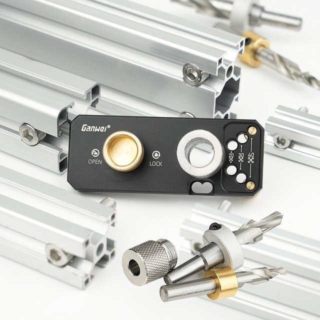Wnew Aluminiumprofil-Bohrführungsvorrichtung mit M10-Senkbohrer und Vertikalstanzer in Schwarz für 20-30-40 Aluminium-Extrusionsprofile - Bild 1