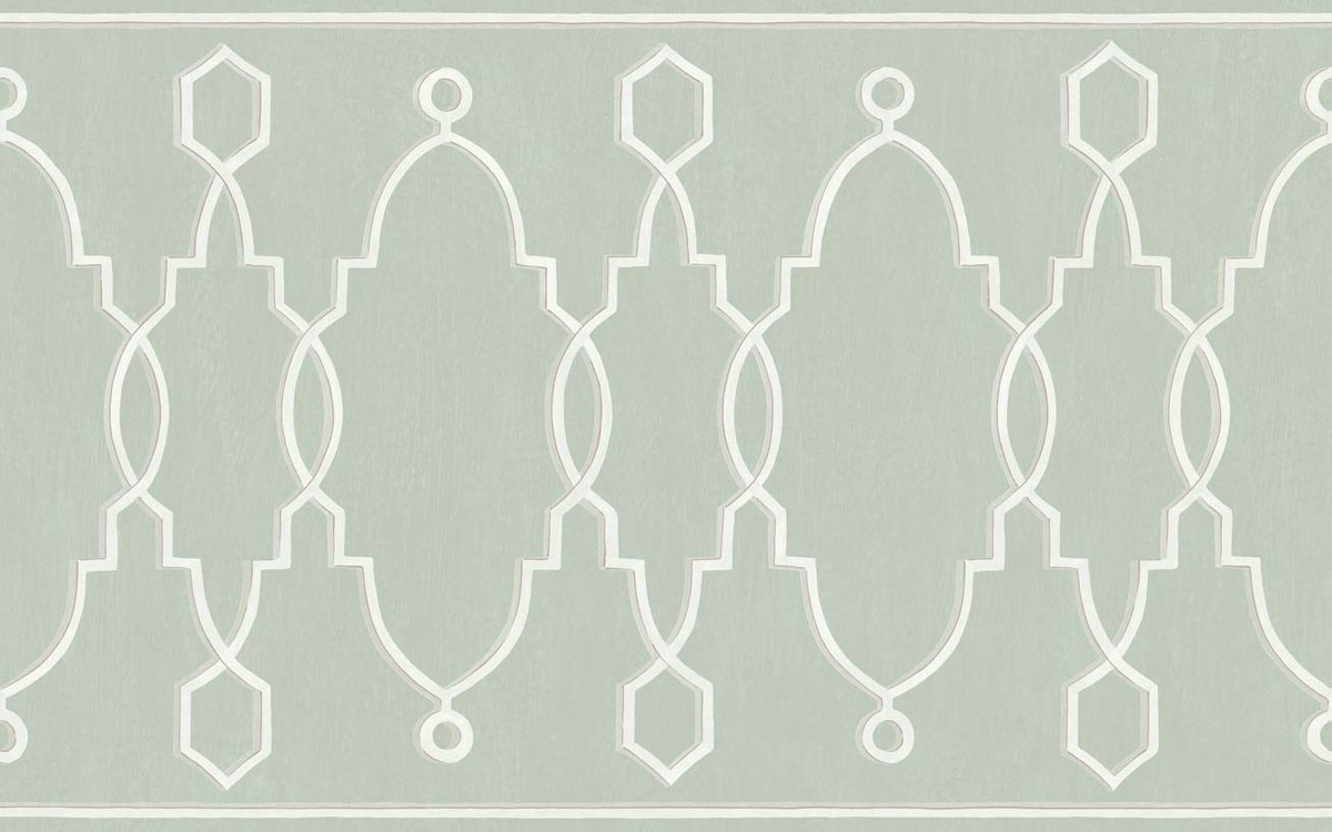 Cole & Son Tapete Pre French Grey mit geometrischem Art Deco Muster in Grau und Grün - Bild 1