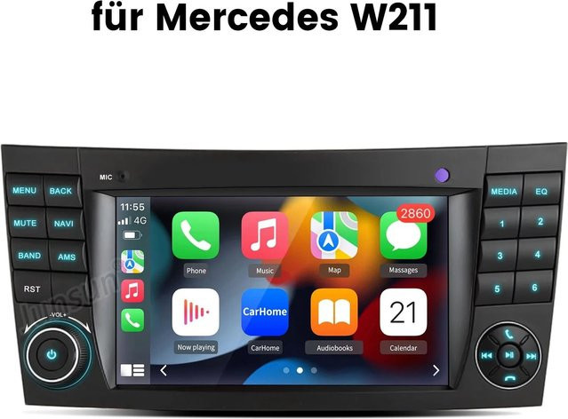 Junsun Carplay Autoradio für BENZ W211 mit Bluetooth und GPS in Schwarz mit 7,0 Zoll Display - Bild 1