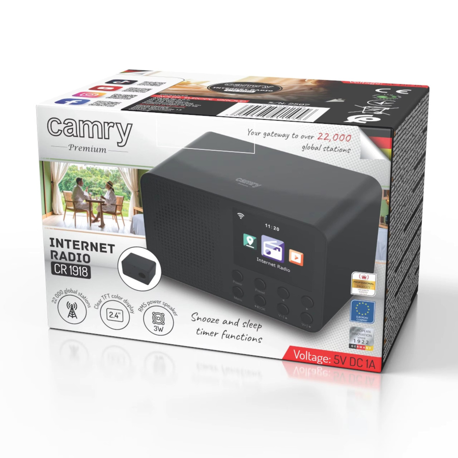 Camry Internetradio in Schwarz mit Bluetooth 5.3, Wi-Fi, App-Steuerung und 2,4-Zoll-TFT-Display - Bild 2