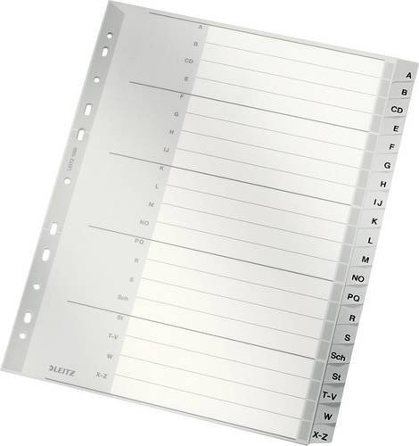 Leitz Register A-Z aus Polypropylen in Grau, 20 Blätter, DIN A4, Breite: 23,8 cm, Höhe: 29,7 cm - Bild 1