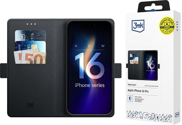 3MK Wallet Hülle für Apple iPhone 16 Pro in Schwarz - Bild 1