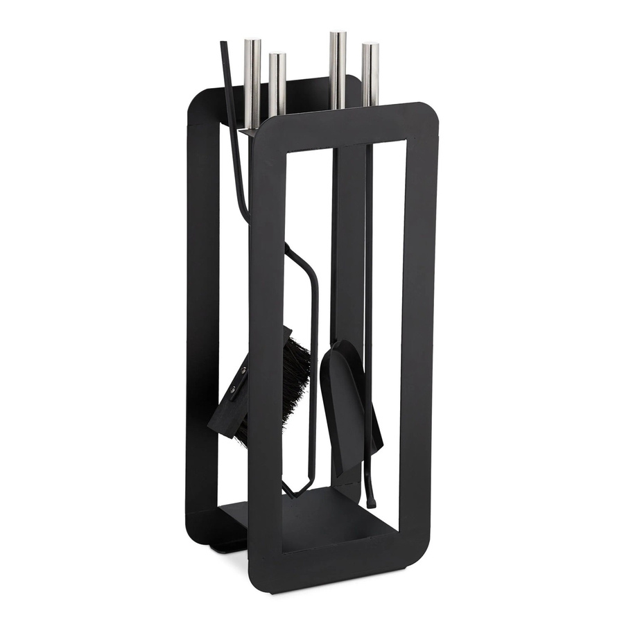 Relaxdays Kaminbesteck aus Stahl in Schwarz, 5-teilig, B/T/H: 59 x 22,5 x 16 cm - Bild 2
