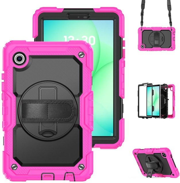 Robuste Samsung Galaxy Tab A11 8,7 Zoll Hülle mit PET-Folie und Riemen in Pink (Kompatibel mit SM-X130, SM-X135, SM-X110, SM-X115) - Bild 1