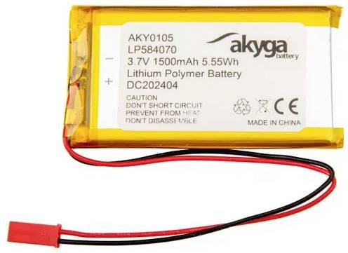 Akyga LP584070 LiPo Akkupack 3,7V 1500 mAh mit JST Anschluss in Gelb - Bild 1