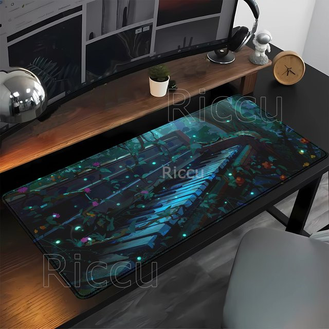 Eenehana Gaming Mauspad Green Forest XXL Schreibtischunterlage aus Naturkautschuk Multicolor - Bild 1