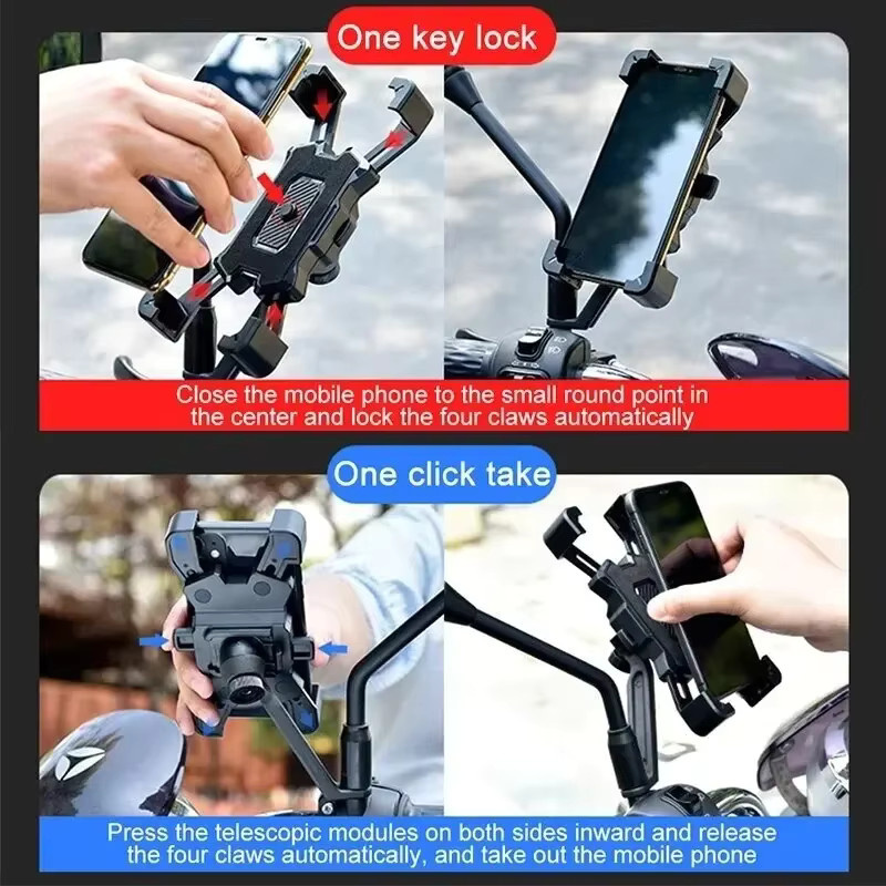 Universal Fahrrad Handyhalterung mit 360 Grad Rotation für 4 bis 7 Zoll Smartphones, Stoßfester GPS-Clip in Schwarz - Bild 3