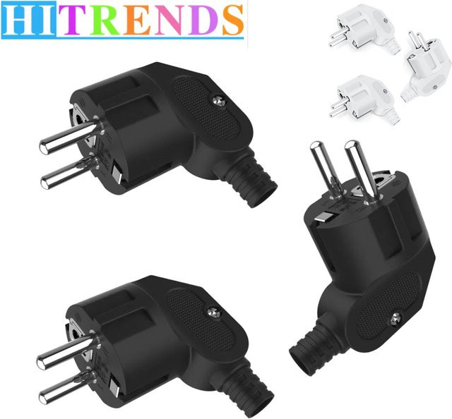 HITRENDS Austauschbare Verdrahtungskabel EU-Stecker 4,8mm Wiederaufladbare Stromverlängerungskabel-Steckverbinder 250V 16A, Schwarz - Bild 1