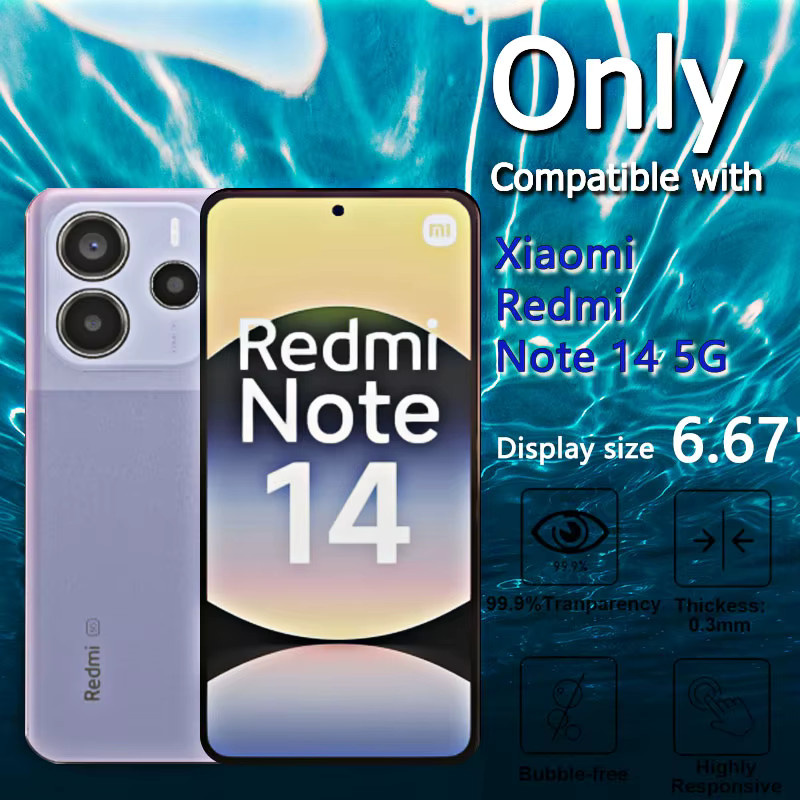 Displayschutzfolien aus gehärtetem Glas für Xiaomi Redmi Note 14 5G, 6,67 Zoll, transparent, kratzfest, 1–4 Stück - Bild 2