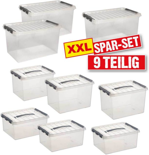 BRB Clipboxen-Set, 9-teilig, stapelbare Kunststoffboxen, transparent - Bild 1