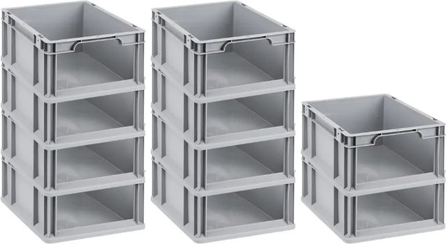 PROREGAL SuperSparSet 10x Eurobox NextGen Store Transportboxen mit offener Front, Grau, H x B x T: 17 x 30 x 40 cm, 16 Liter - Bild 1