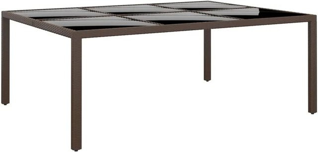 Furnicato Gartentisch aus Rattan mit Hartglasplatte in Braun B: 200 cm, T: 150 cm, H: 75 cm - Bild 1