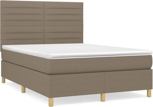 vidaXL Boxspringbett mit Matratze Hybrid-Design in Taupe, B/T: 140 x 190 cm - Bild 1