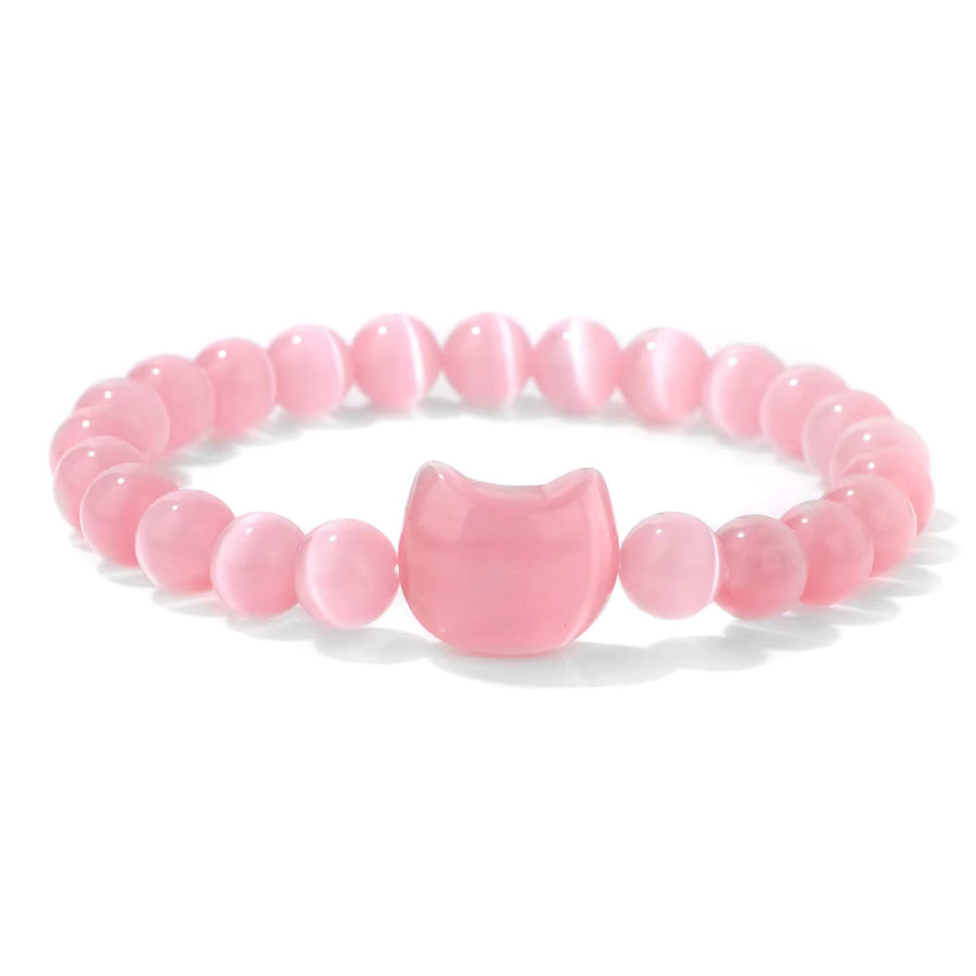 Armband vinswet, Kristall, Perle, Rosa Katze Auge, Unisex - Bild 2
