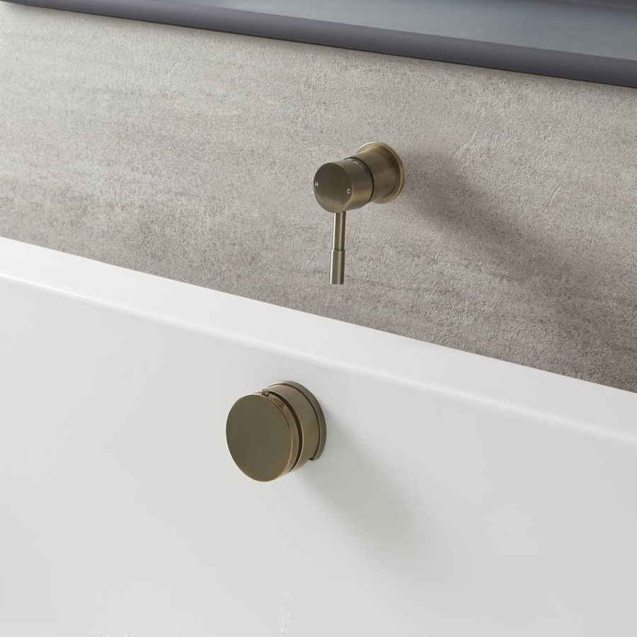 Clarus Hudson Reed Einhebelmischer für die Badewanne mit Überlauf-Wanneneinlauf und Ablauf in gebürstetem Messing/Gold - Bild 1