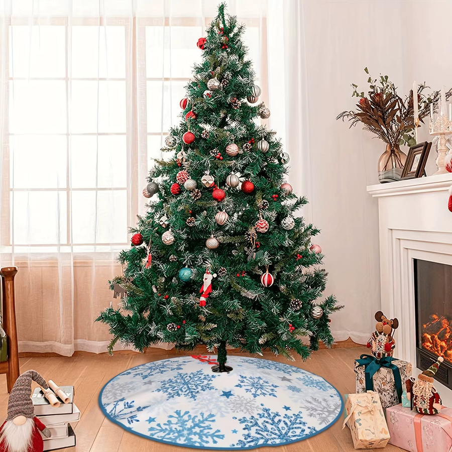 VIKAMA Weihnachtsbaumkleid mit blauem und weißem Schneeflockenmuster - Bild 4