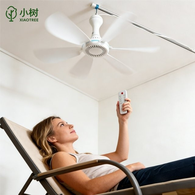 XIAOTREE USB-Deckenventilator in Weiß mit 6 abnehmbaren Flügeln, tragbarer DC 5V Luftzirkulationsventilator für Camping, Wohnmobil und Zuhause - Bild 1