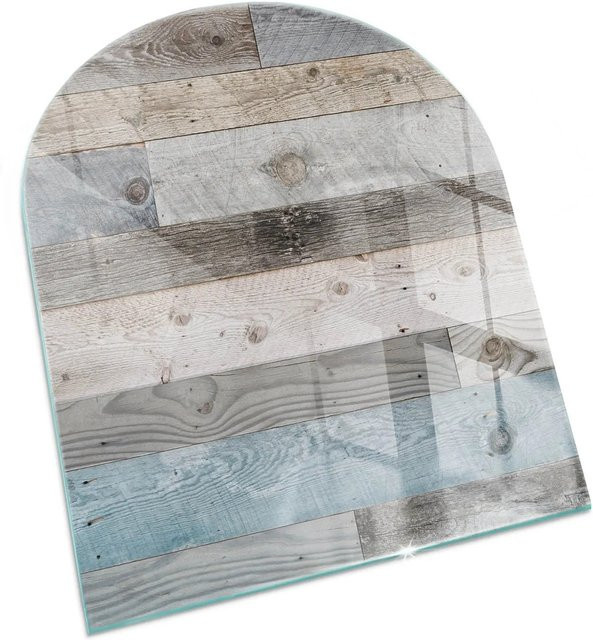 Tulup Glasplatte für Kamin als Bodenplatte in Grau, Halbkreis, B: 80 cm, T: 70 cm - Bild 1