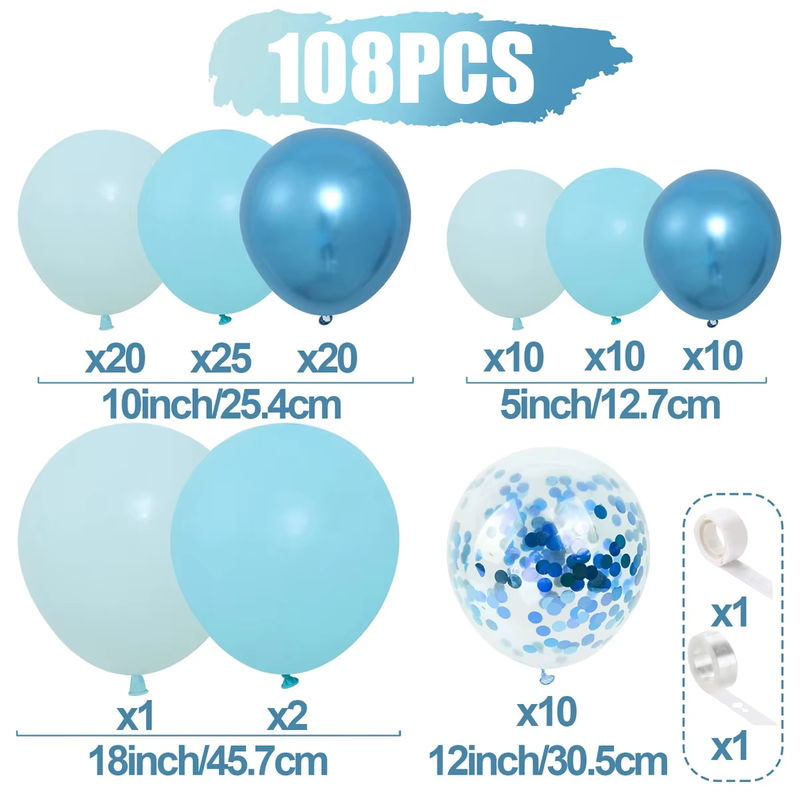 108-teiliges rundes Latex-Ballon-Set in Mehrfarbig und Blau für Geburtstag, Hochzeit und Valentinstag - Bild 2