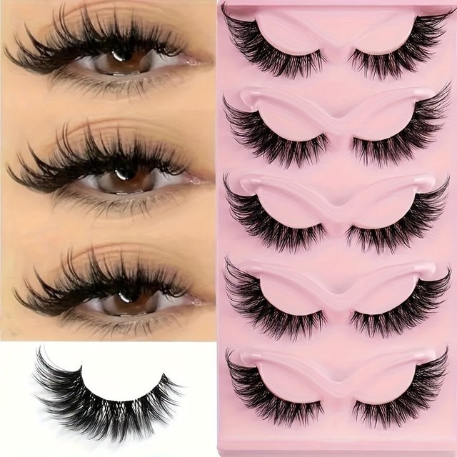 JIEFUXIN Künstliche Wimpern, Black, Unisex, 5 Paar - Bild 1