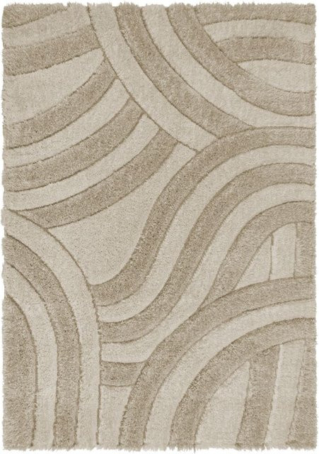 Abstrakt Teppich Kadima Design in Beige mit High-Low-Effekt aus recyceltem Polyester, B/T: 160 x 230 cm - Bild 1