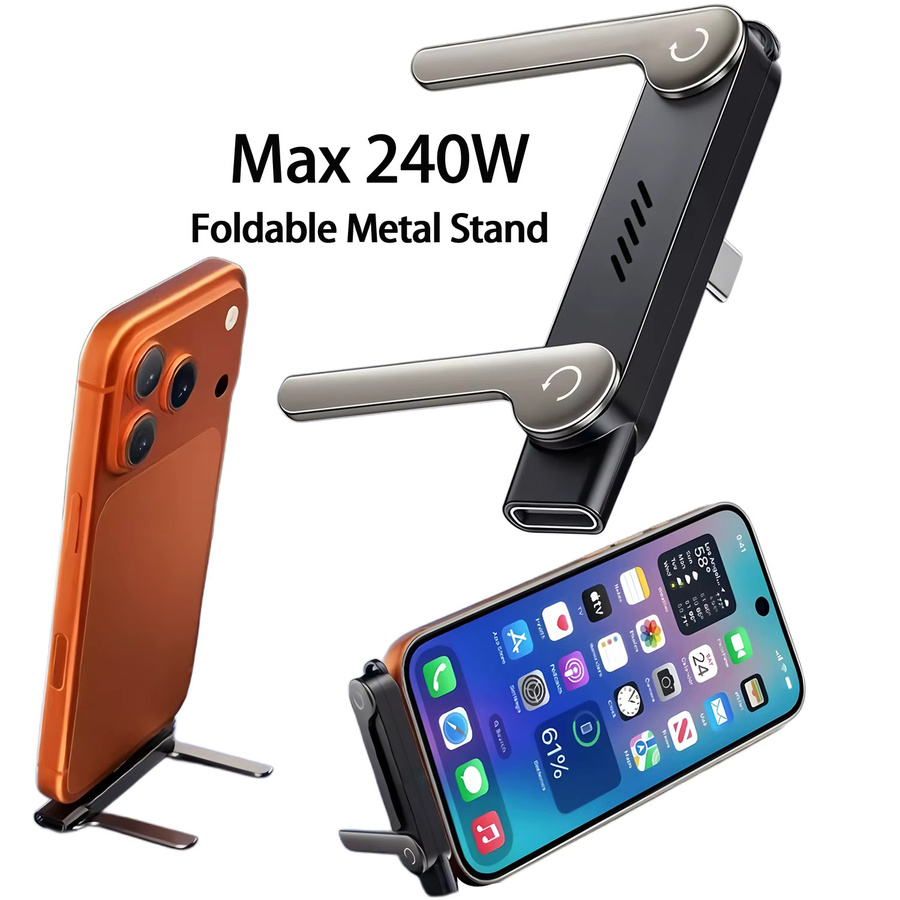 Fireurus 2-in-1 Handyhalterung mit 240W Ladeadapter und USB-C Ladekabel in Schwarz - Bild 2