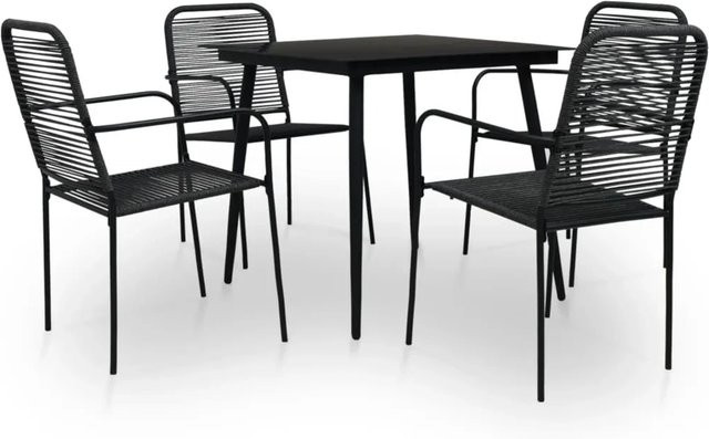 vidaXL 5-tlg Garten-Essgruppe aus Baumwollseil und Stahl in Schwarz Modell 1 - Bild 1