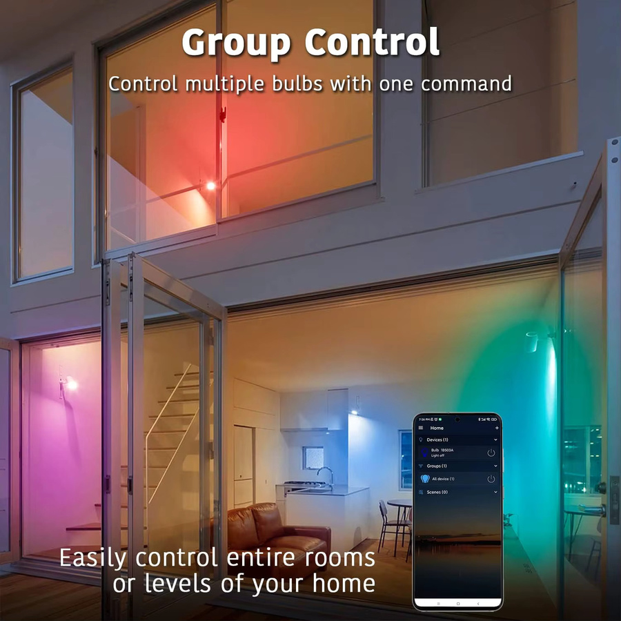 Coolo Smart LED-Glühbirne E27 mit Zigbee 3.0 und Tuya Wifi, RGB+WW+CW Multicolour, 18W, kompatibel mit Amazon Alexa und Google Assistant - Bild 3