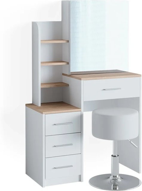 Vicco Schminktisch Conrada mit Hocker in Weiß, B: 80 cm, H: 132 cm, modern - Bild 2