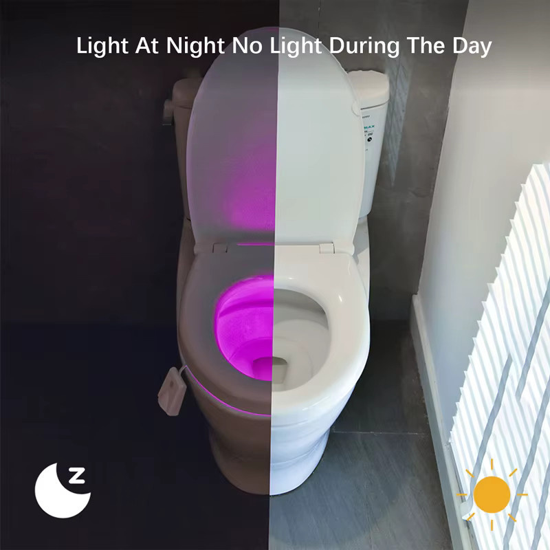 SHENZHITECH Bewegungssensor Toiletten-Nachtlicht in Weiß mit 8 RGB-Farbwechseln für das Badezimmer - Bild 2