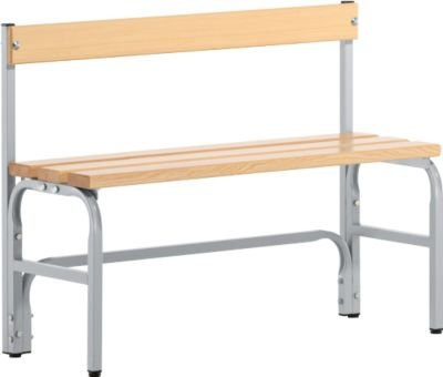 Sypro Umkleidebank aus Stahlrohr und Kiefernholz mit Rückenteil, Farbe: Weiß, Breite: 101,5 cm - Bild 1