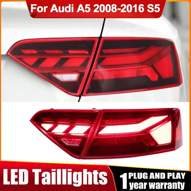Bosclear Dynamische Auto-Heckleuchte für Audi A5 (2008-2016) und S5 in Rot mit Blinker, Bremse, Abbiegelicht und Rückfahrlicht - Bild 1
