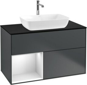 V&B Waschtischunterschrank Finion 100 in Weiß und Blau lackiert, B/T/H: 100 x 50,1 x 50,1 cm - Bild 1