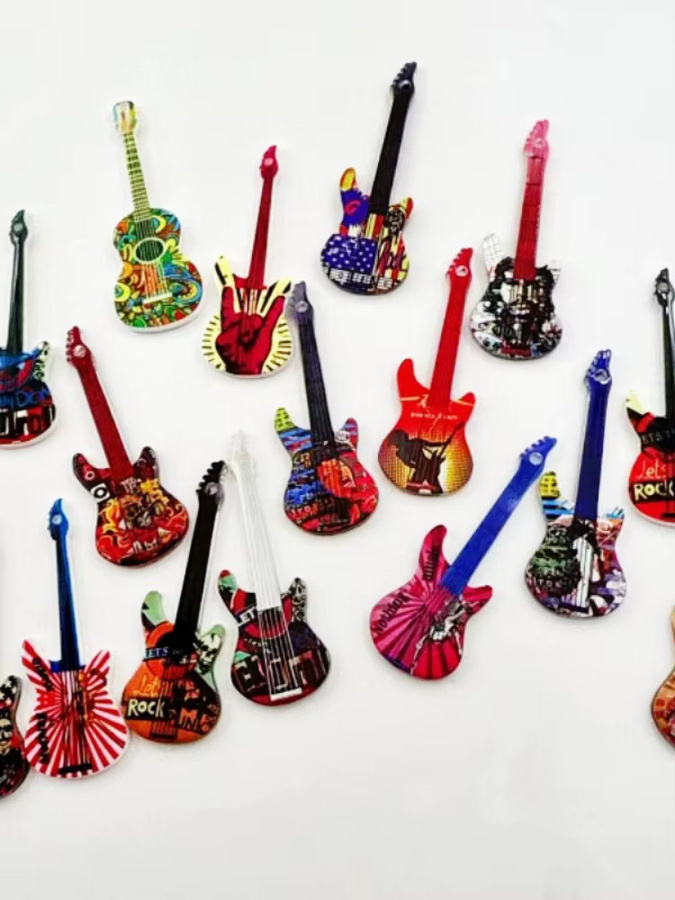 Ohrringe Skelett-Gitarren, Acryl, 16-farbig bedruckt - Bild 2