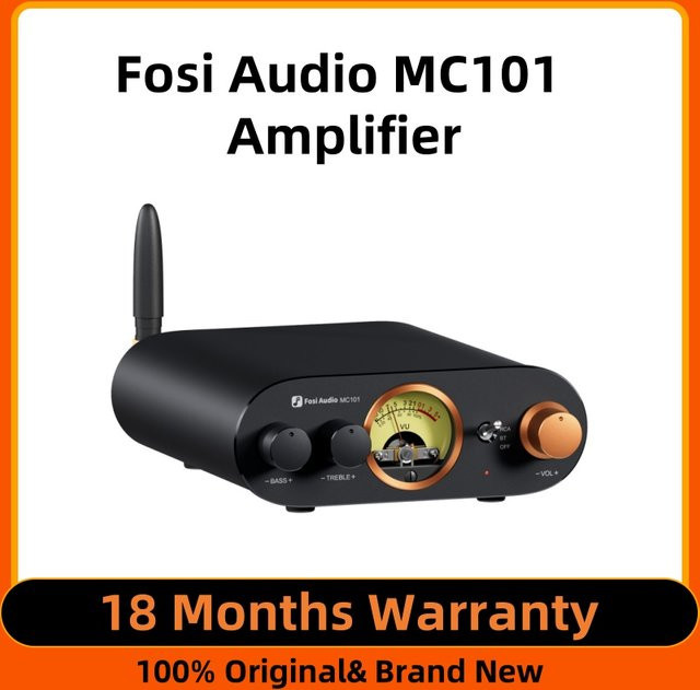 Fosi Audio MC101 Bluetooth-Stereoverstärker in Schwarz mit VU-Meter, 2-Kanal-HiFi-Empfänger für passive Lautsprecher - Bild 1