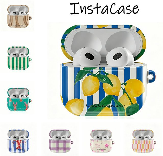 InstaCase Limonata HD-Hartschalen-Schutzhülle aus PC für AirPods 1 2 3 Pro Pro2 in Multicolour mit Metallhaken - Bild 1