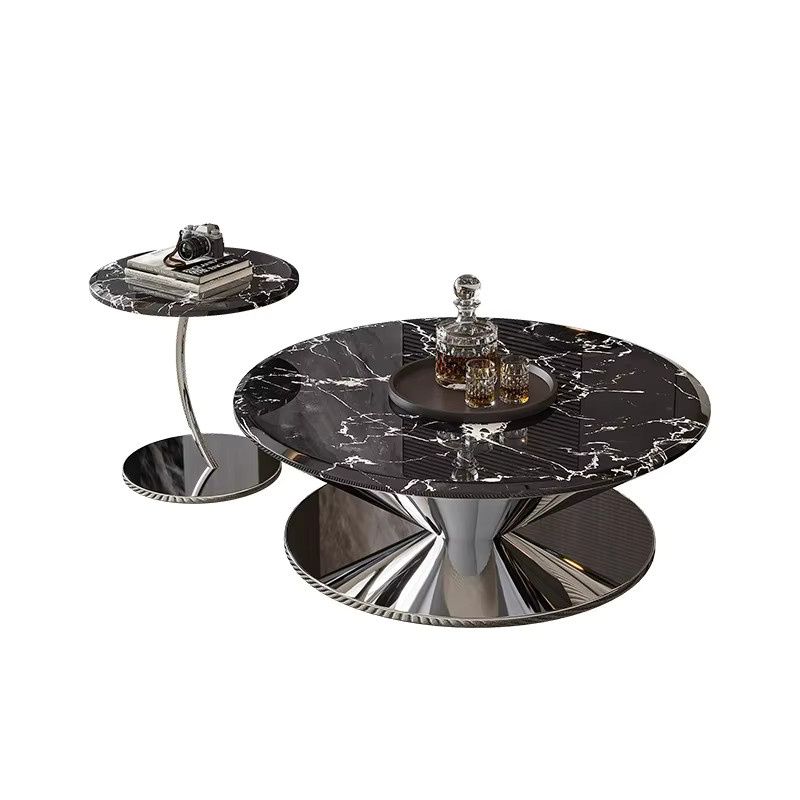 DUTRIEUX Designer-Couchtisch aus Metall, runder minimalistischer Beistelltisch in Schwarz, glänzend - Bild 3