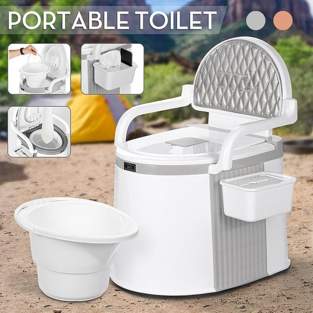 Decor Dream Tragbare Campingtoilette für Erwachsene und Kinder, Grau, Belastbarkeit bis 150 kg - Bild 1