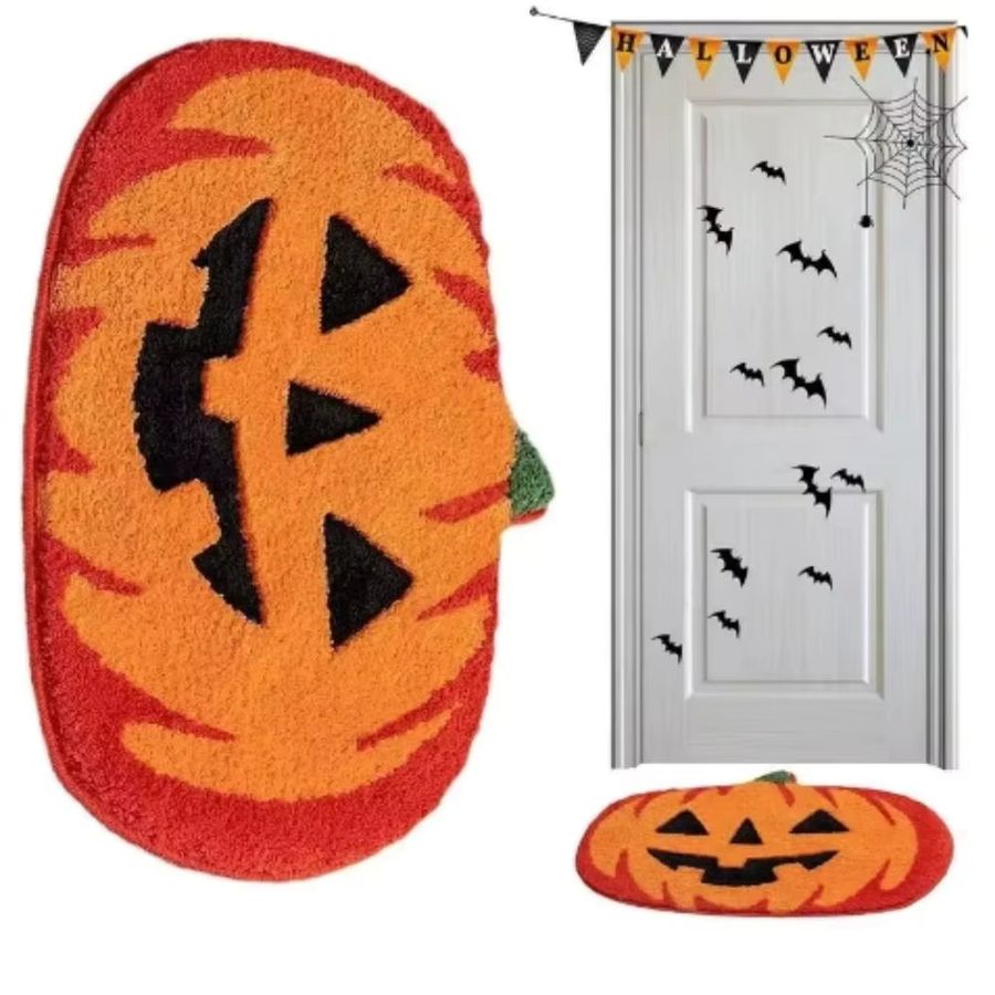 VIAKMA Halloween-Kürbismatte rutschfeste und saugfähige Bodenmatte für Badezimmer und Wohnzimmer - Bild 3