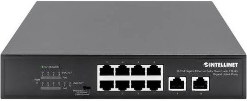 Intellinet 8-Port Gigabit Ethernet PoE+ Switch mit 2 RJ45 Gigabit Uplink-Ports, 120 W, Schwarz - Bild 2