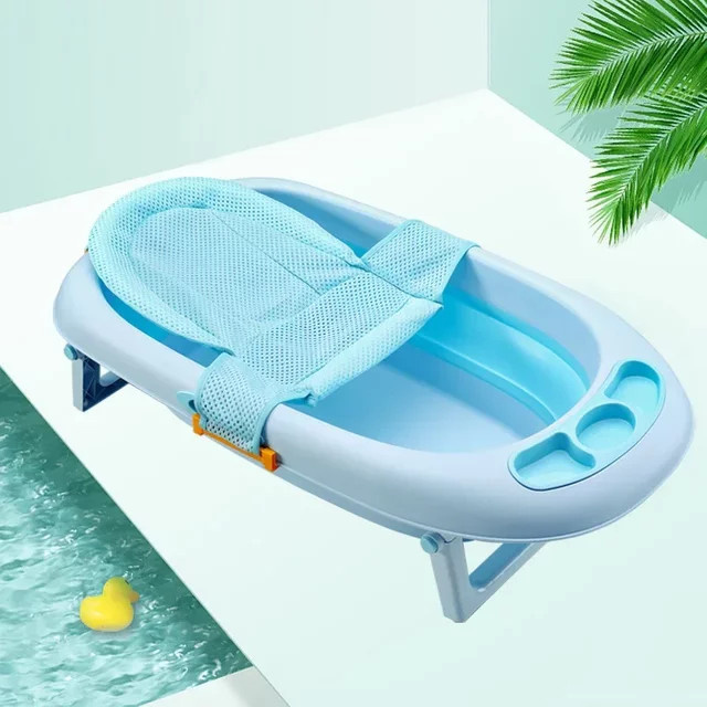 Faltbares Baby Badewannen-Netz in Blau als rutschfeste Liegestütze für Neugeborene und Säuglinge - Bild 1